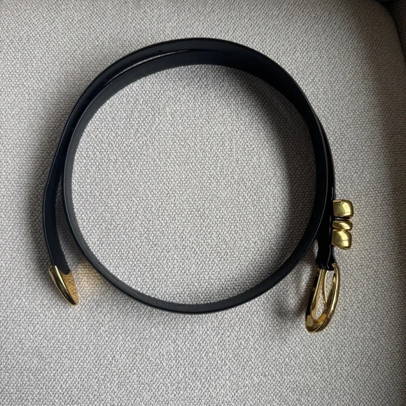 NWOT MADEWELL Women’s Triple Metal Keeper Belt True Black Gold Leather Size XL - Picture 6 of 16